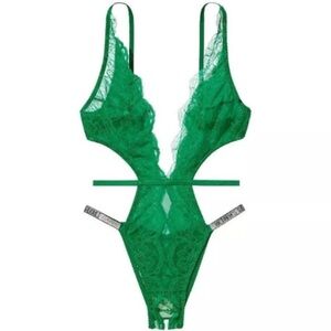 New! Victoria’s Secret Very Sexy Shine Strap Lace Crotchless Teddy 4359